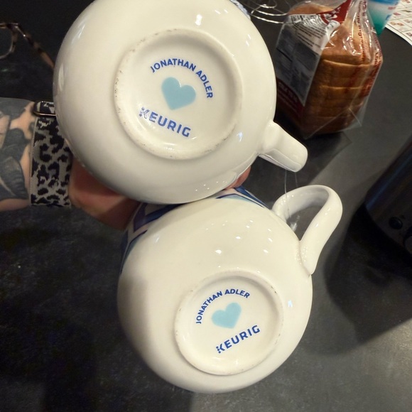 Jonathan Adler Hexagonal Blue and White Mugs - Picture 3 of 6